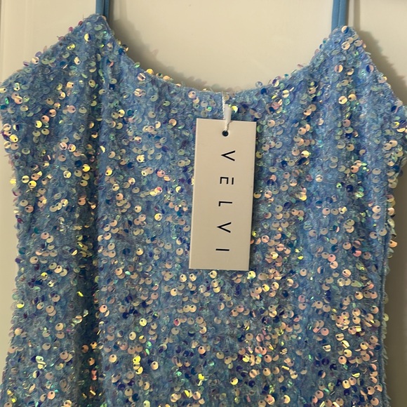 Velvi XS Juliette Mini Diamond Blue Dress Gala Homecoming Prom Wedding Event NWT - Picture 2 of 9